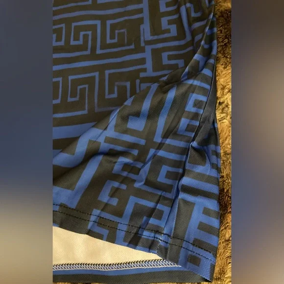 Aztec Ziggy-Zag Design Size 5XL Royal Blue/Black Tee Shirt NEW Extra Big Man Top - Picture 7 of 10